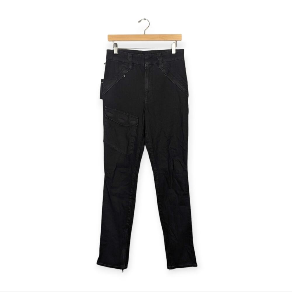 RTA Jeans 28 Black Denim Paneled Zip Ankle Slim Leg Designer NWT